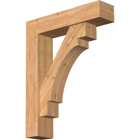 Ekena Millwork Merced Block Smooth Bracket w/ Offset Brace, Western Red Cedar, 7 1/2"W x 32"D x 40"H BKT0806X32X40MRC05SWR